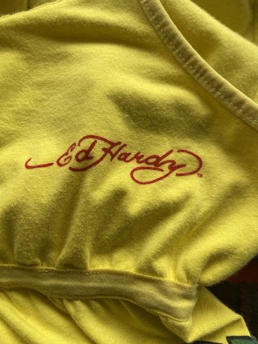 VTG Y2K Ed Hardy Dress Grunge Goth Tattoo XL Babydoll Slip Mini Club Milkmaid - Picture 7 of 15