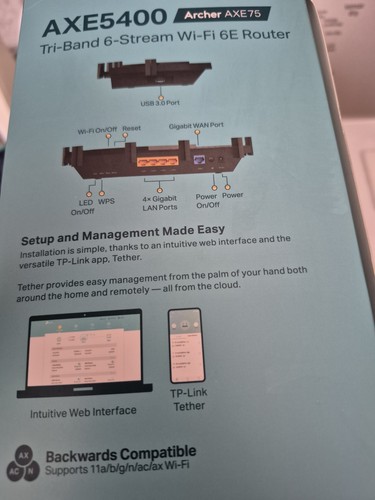 TP-Link Archer AXE5400 Tri-Band Wi-Fi 6E Router Ultra-Fast 6GHz - Picture 5 of 6