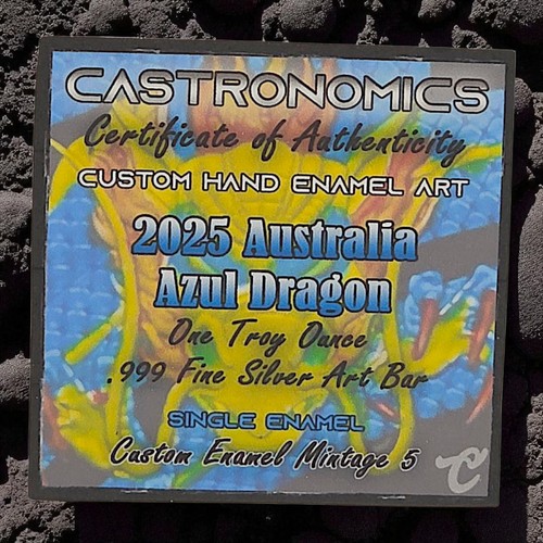 Castronomics - Australian Dragon - 1 oz Hand Enameled .999 Silver Bar - 1 of 5 - Picture 3 of 3