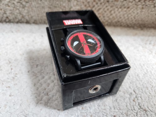 Orologio da polso uomo analogico Marvel Deadpool Accutime - Cinturino a rete in metallo nero! Nuovo - Foto 7 di 10