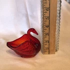 Fenton Ruby Red Glass Swan Figurine Trinket Dish Bowl 4" Elegant Holiday Decor