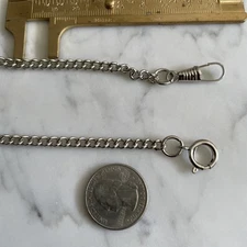 VTG Silver Plate 14” Watch Fob Chain 