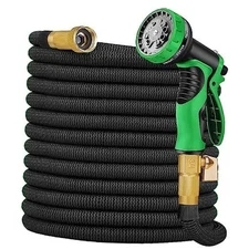 Expandable Garden Hose 50 ft with 10 Function Nozzle Sprayer, 50FT Black