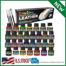 Acrylic Leather and Shoe Paint Kit, 29 Colors Set, 1 oz Bottles - Sneakers, Bags