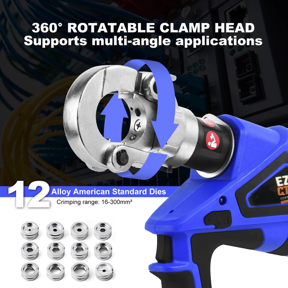 Electric Hydraulic Crimper Rechargeable Crimping Tool Kit for Wire, Terminal - Image 3 of 4