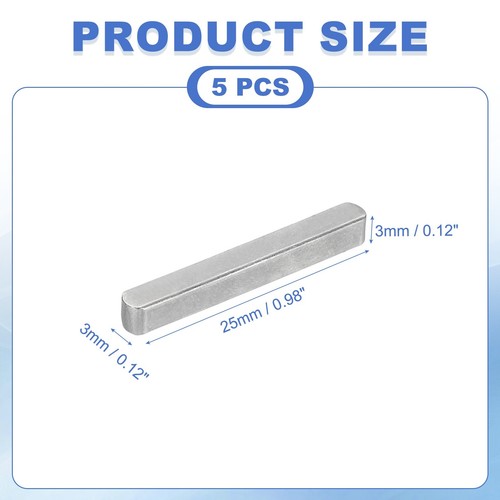 Llave de pluma de extremo redondo 25x3x3 mm, 5 piezas culata de llave para industria, negro carbón - Imagen 2 de 7