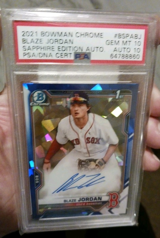Blaze Jordan 2021 PSA Dual 10/10 Bowman 1st Chrome Sapphire Auto Rare 14 psa 10!