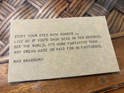Ray Bradbury Inspirational Quote Card