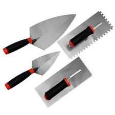 4 Pieces Concrete Tools, High Carbon Steel Masonry Trowel Set Includes Notche...
