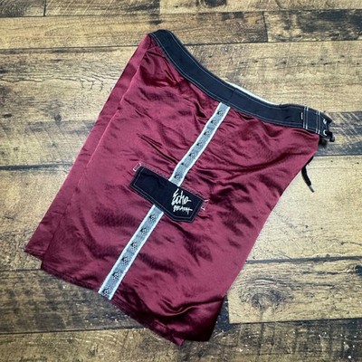 RARE Quiksilver Echo Beach Satin Mens Board Shorts Burgundy Size 32 Swim Trunks