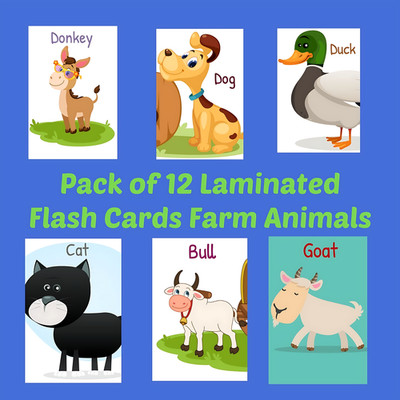 Bauernhoftiere laminierte Lernkarten Lernen Kleinkind Vorschule EYFS 12er Pack