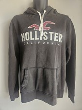 Hollister Black Pullover Hoodie Men's Large Kangaroo Pocket Logo Drawstring