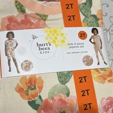 Burt's Bees 2T.   4 Piece Pajama Set 100 Organic Cotton Floral Llama