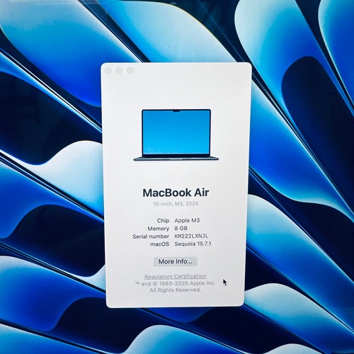 Genuine MacBook Air 15" A3114 2024 Logic Board M3 8-CPU 10-GPU 8-GB 256GB + T ID - Picture 3 of 8