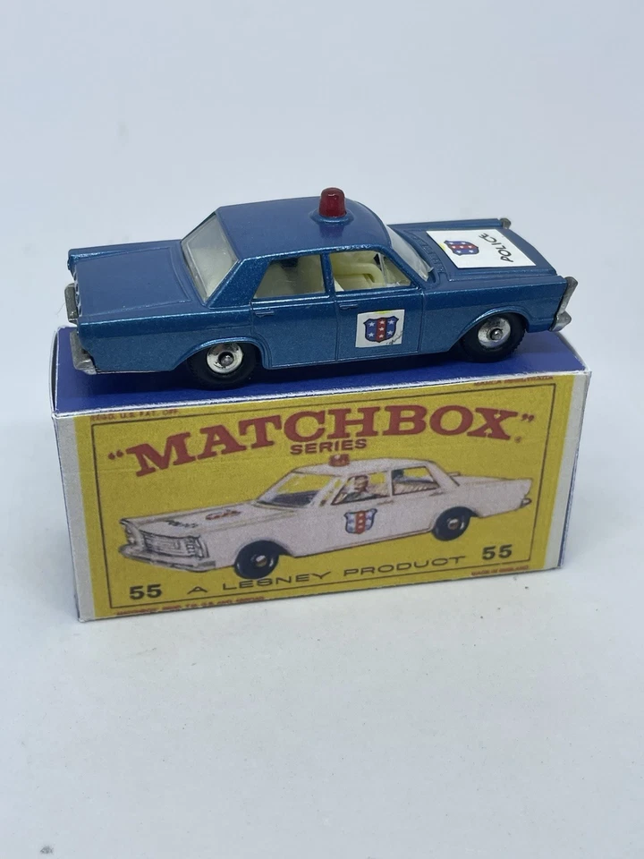 Lesney Matchbox Custom Ford Galaxie Police Car With Disc Wheels Repro Box. - Image 4 of 4