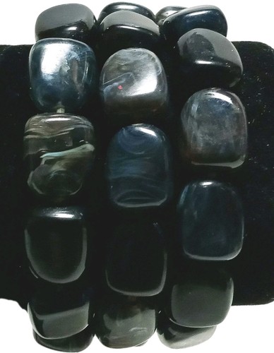 3 Bracciali Elasticizzati Elasticizzati Acrilico Girevole Bianco Nero - Foto 2 di 4