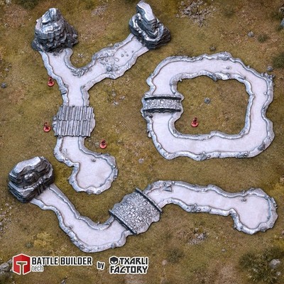Modular River Terrain Fliesen 28mm 32mm | Fantasy Sci-Fi Wargaming Wasserlandschaft