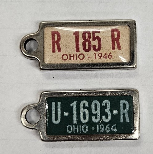 1946, 1952, 1964 OHIO 1,8x3,5cm Nummernschilder Schlüsselanhänger Behinderte Amer. VETERAN