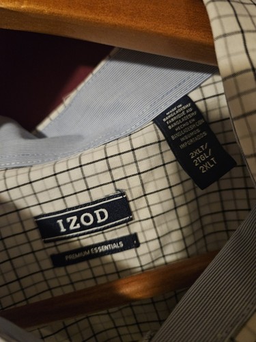 IZOD Big & Tall Men’s Long Sleeve White Plaid Button Down Size 2XLT NWT - Picture 4 of 5