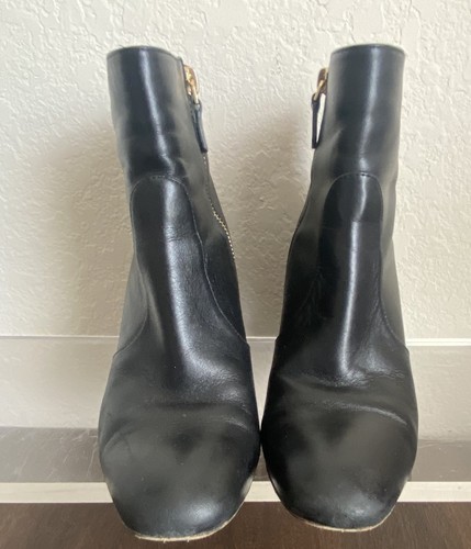 Stuart Weitzman Boots Womens 6.5 Back Zip Ankle Bootie Black Leather Block Heels - Picture 5 of 12