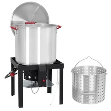 Outdoor Fryer - 60 Qt Seafood Boil Pot with Basket & Burner, Fish Fryer Steam...