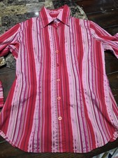 New York  Company Red Striped Button Down Shirt Women's Small