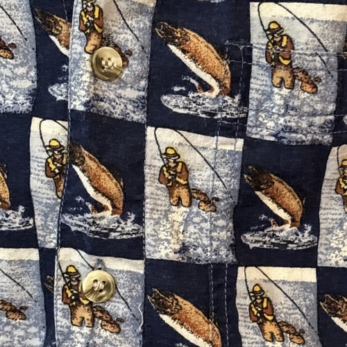 VTG Sauce by Berne Men’s Button Up Camp Shirt SS Fisherman Y2K 90s Sz M Blue - Bild 2 von 7
