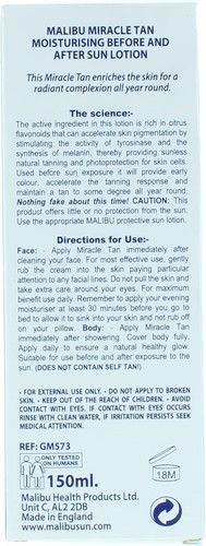 Malibu Sun Miracle Tan, before and after Sun Lotion, Moisturising, 150Ml - Picture 2 of 6