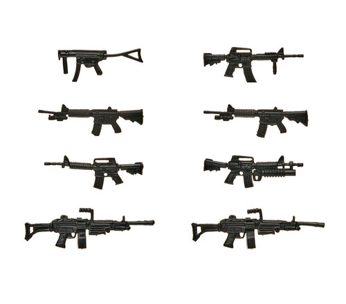 8 Unknown 3.75" (Gi Joe style) action figure weapon accessories | plastic