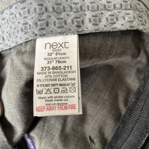 NEXT Slim Blue/Grey Cotton Trousers NEW with Tags 32”W 31” L Zip Up 4 Pockets - Picture 5 of 5