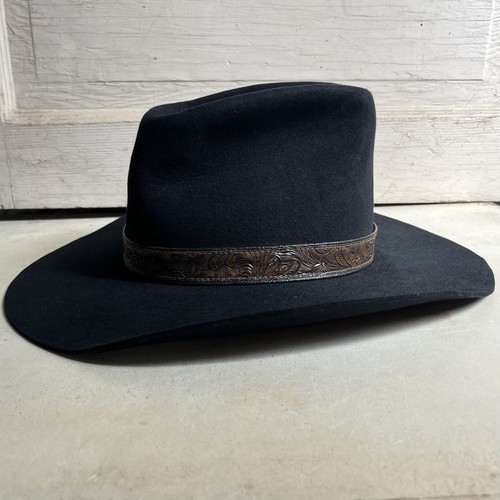 Vintage STETSON 4X Beaver Black Cowboy Hat Size 7 1/2 ~ 4" Brim ~ 5.5” Rise - Picture 3 of 18