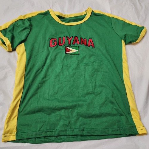 T-shirt Guyana top slogan stile country bandiera verde giallo rosso Sud America XS - Foto 1 di 4