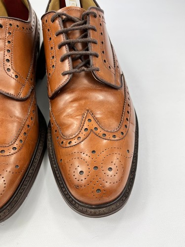 Loake Braemar Mens Brown Leather Brogues UK 7 Formal Wingtip Derby Lace Up Shoes - Picture 11 of 15