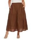 BeautyBatik Black Women Cotton BOHO Gypsy Long Maxi Tier Flare Skirt XL 18