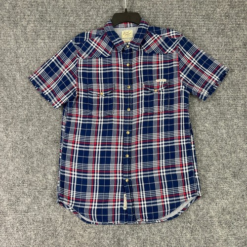 Lucky Brand Western Plaid Shirt Mens M Short Sleeve Americana Heritage Classic - Picture 3 of 9