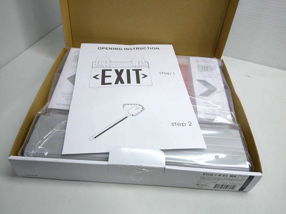 Lithonia EDG 1 R EL M6 Surface Mount LED Edge-Lit Exit Brushed Aluminum Housing - Image 2 of 4