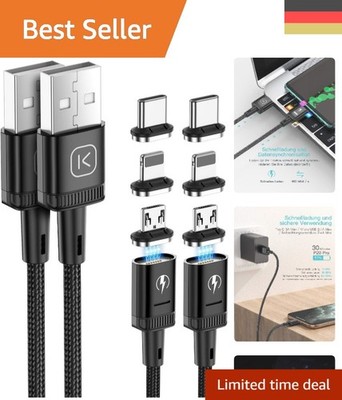 Nylon 3A Schnellladekabel mit Magnet und LED   1M & 2M | Smartphone kompatibel