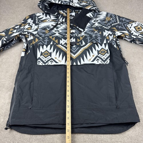 Montec Jacket Mens Large Black Aztec Print Dune Anorak Hooded Ski Snowboard Dope - Picture 16 of 18