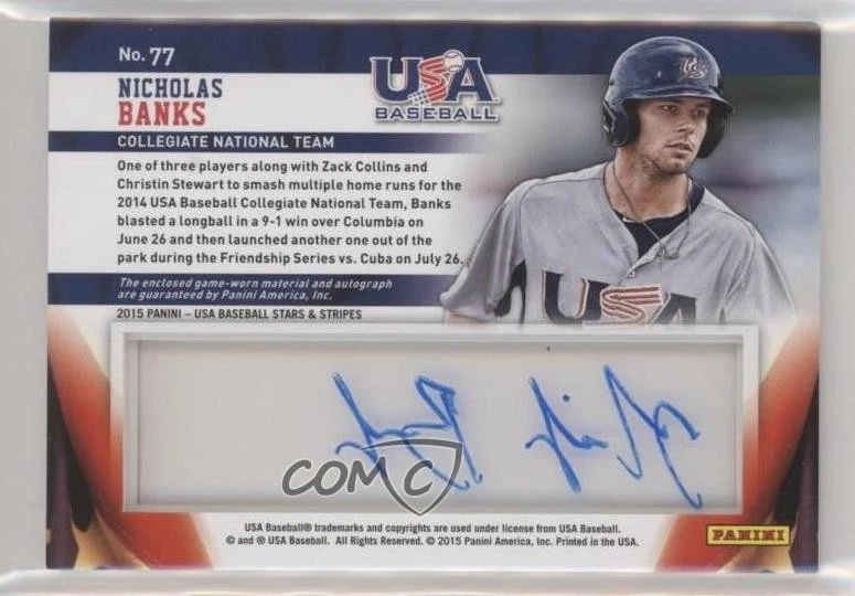 2015 Stars and Stripes Materials Signatures Button /10 Nick Banks Nicholas Auto - Image 2 of 2