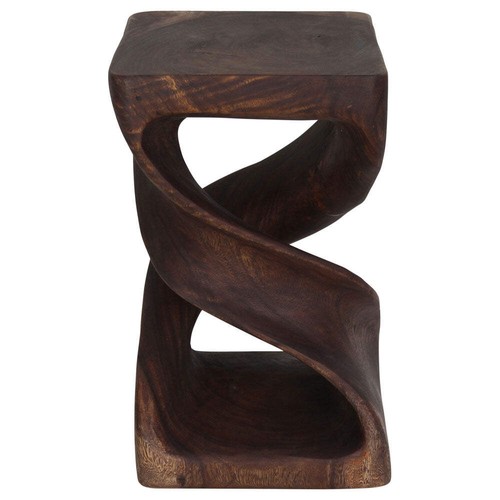Haussmann Wood Double Twist End Table 12x12x20 in Height Mocha Oil - Picture 9 of 9