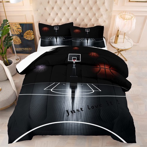 Tailor Shop Sports Basketball Comforter Set for Boys Teens Men Black Basketba... - Bild 1 von 8
