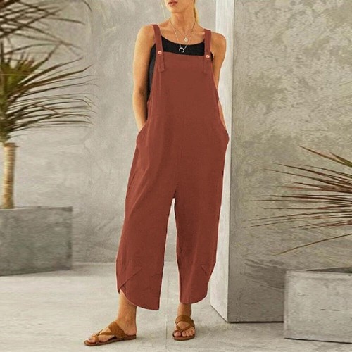 UK Womens Overalls Dungarees Trousers Ladies Baggy Jumpsuit Playsuit Plus Size - Picture 15 of 22