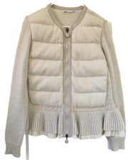 MONCLER Maglione Tricot Cardigan Sz M Down Wool Cashmere Knit Zip Jacket RARE