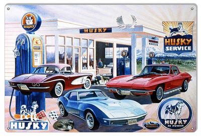 #ad Husky Gas Station Reproduction Motor Oil Metal Sign By Jack Schmitt 12quot; x 18quot; $27.99
