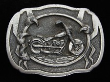 QJ01118 VINTAGE 1980s  MOTORCYCLE  COMMEMORATIVE PEWTER BELT BUCKLE