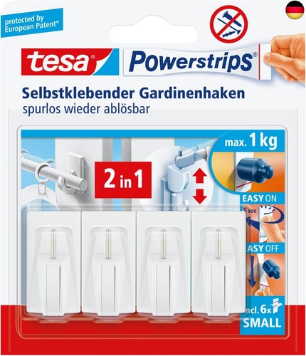 tesa PowerStrips Mounting Systems Curtain Hooks, white, 58034-00007-01 - Bild 1 von 7