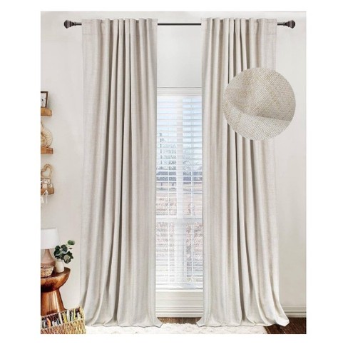 100% Blackout Shield Linen Blackout Curtains for Bedroom 84 Inches Long, Back Ta - Picture 1 of 7