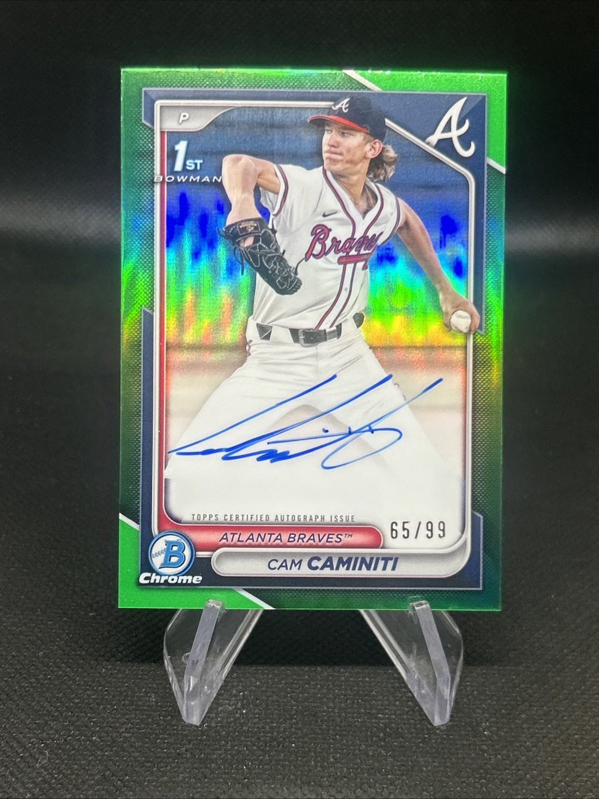 2024 Bowman 1st Draft Chrome #CPA-CC Cam Caminiti /99 True Green Refractor Auto