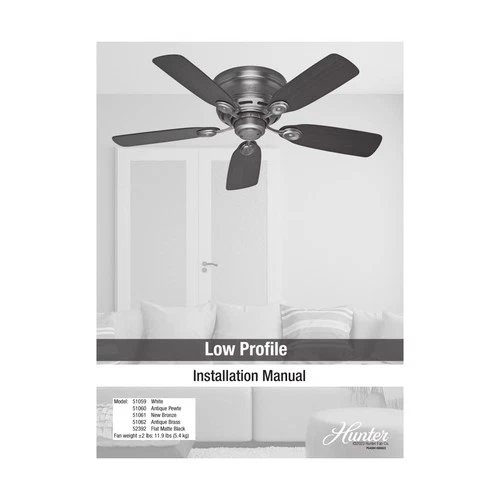 Hunter 42 inch Indoor Ceiling Fan No Light - Black Ceiling Fan without Light,... - Picture 12 of 12
