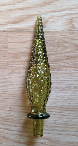 Glass Stopper Empoli Olive Green Hobnail MCM Genie Bottle Decanter STOPPER ONLY